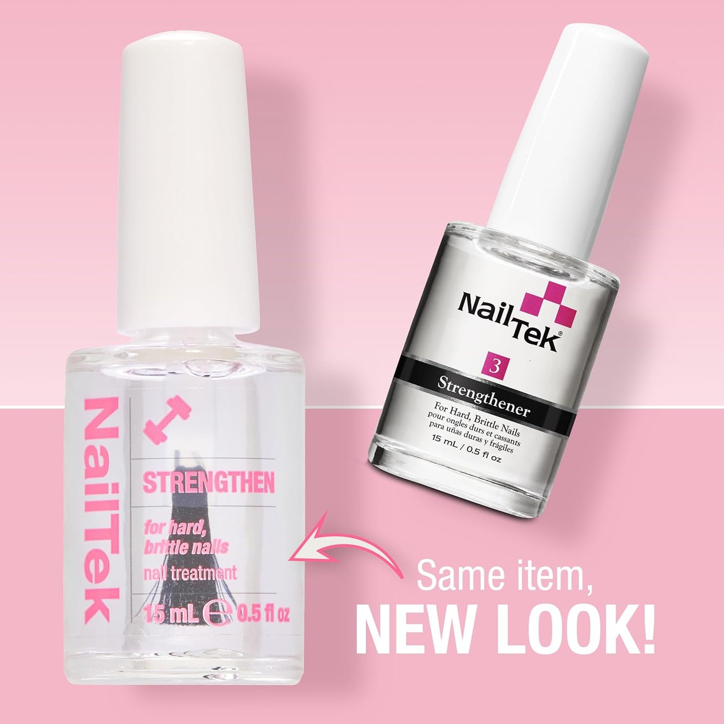 Nail Tek Nail Strengthener Formula 3 – Strengthening Nail-Polish Treatment for Hard, Dry, Brittle Nails, 0.5 fl oz