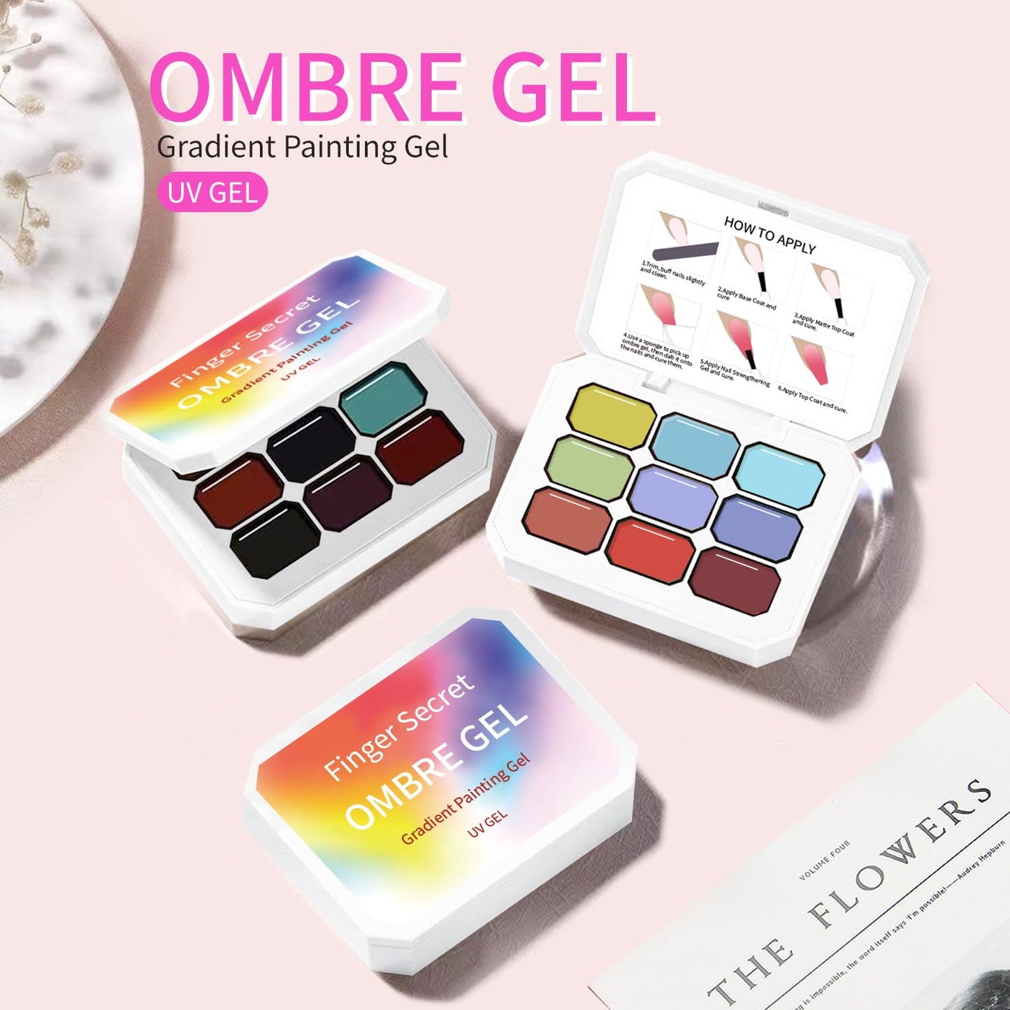 Ombre Gel Nail Polish Nail Sponges for Ombre 9 Series Colorful Blush Effect Gradient Painting Gel for Ombre Nails Multistyle French Manicure Nail Art DIY Home (A7)