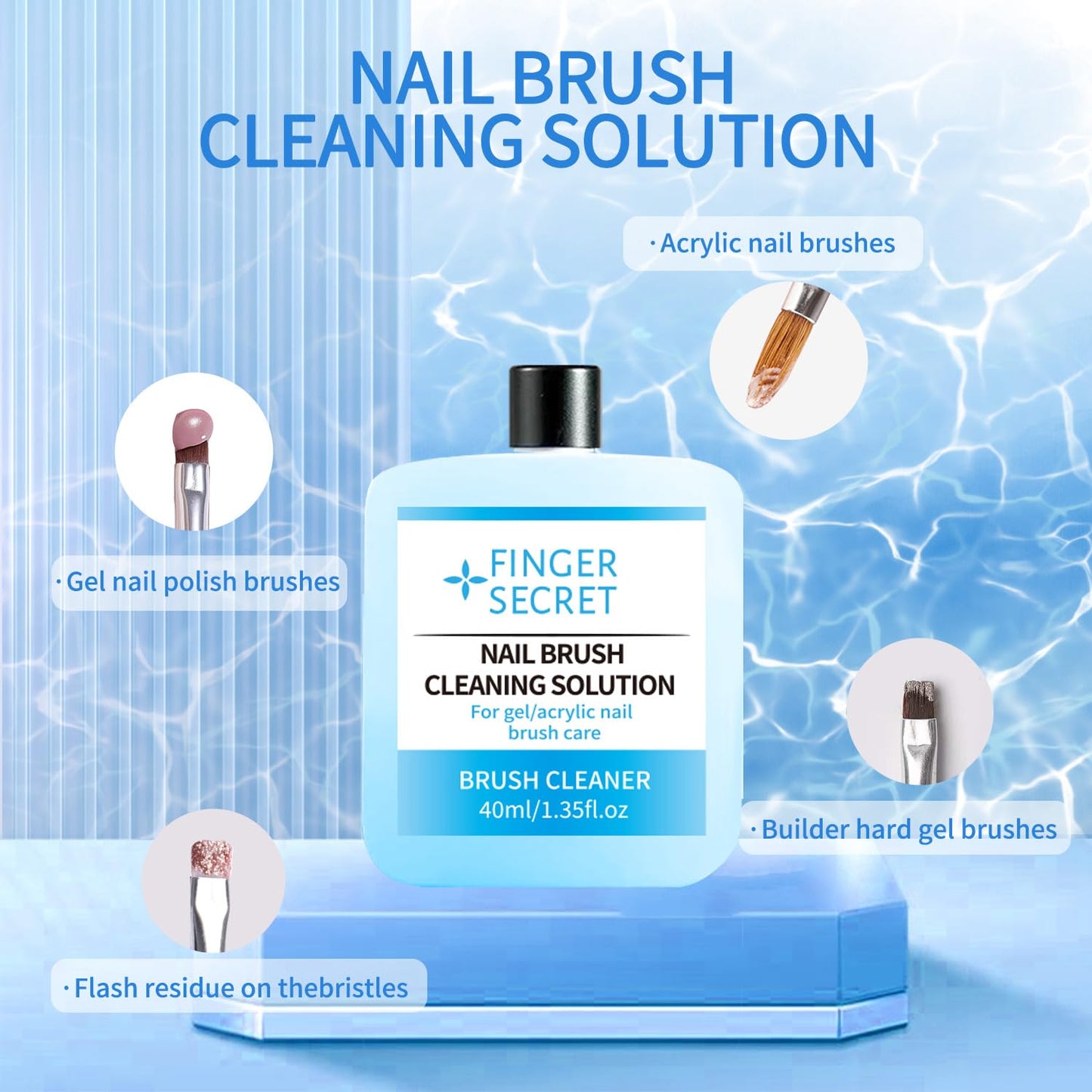 Nail Brush Cleaning Solution - 40ml Nail Art Brush Cleaner for Manicure Products,Nail Brush Cleaner Easily Better Used for Nail Art Design