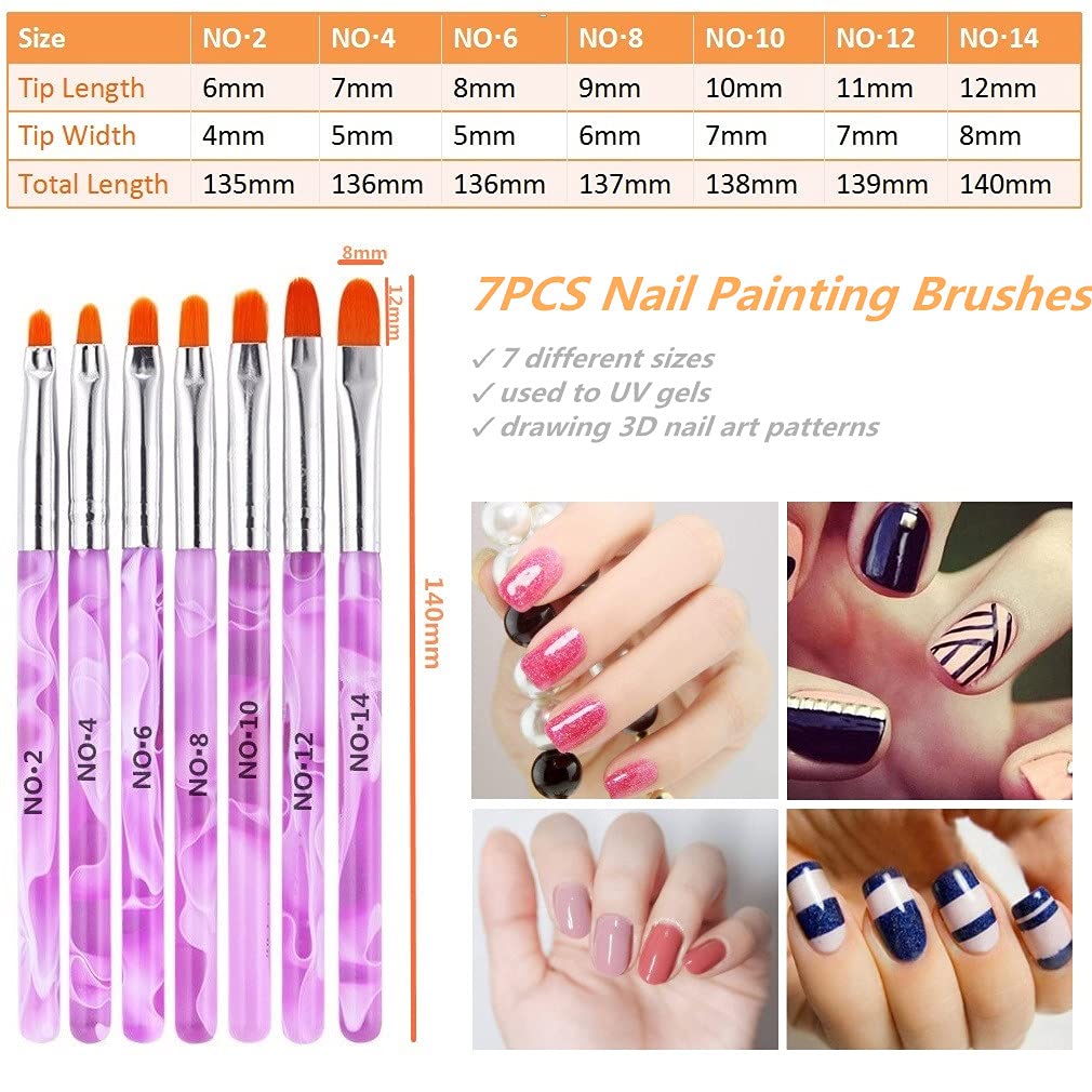 12Pcs Nail Dotting Tools Set, 5 Pcs Double-end Nail Dotting Pen and 7 Pcs Nail Art Painting Brushes