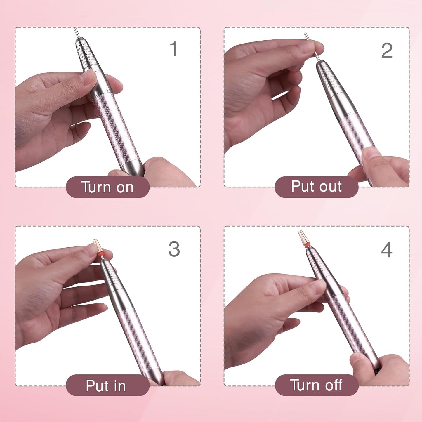 Professional Brushless Nail Drill, AZ GOGO 85W Cordless Electric Nail File 40000RPM Rechargeable Portable Nail Drill Machine for Gel/Acrylic Nails Salon Level （Rose Gold）