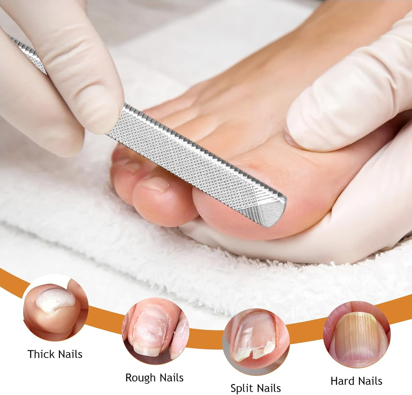 Toe Nail Files for Thick Nails,Professional Stainless Steel Nail File for Fingernails, Toenails, Scraping, Strengthening, Finger Manicure File Women Men Seniors Dogs (Large, 1, Count)