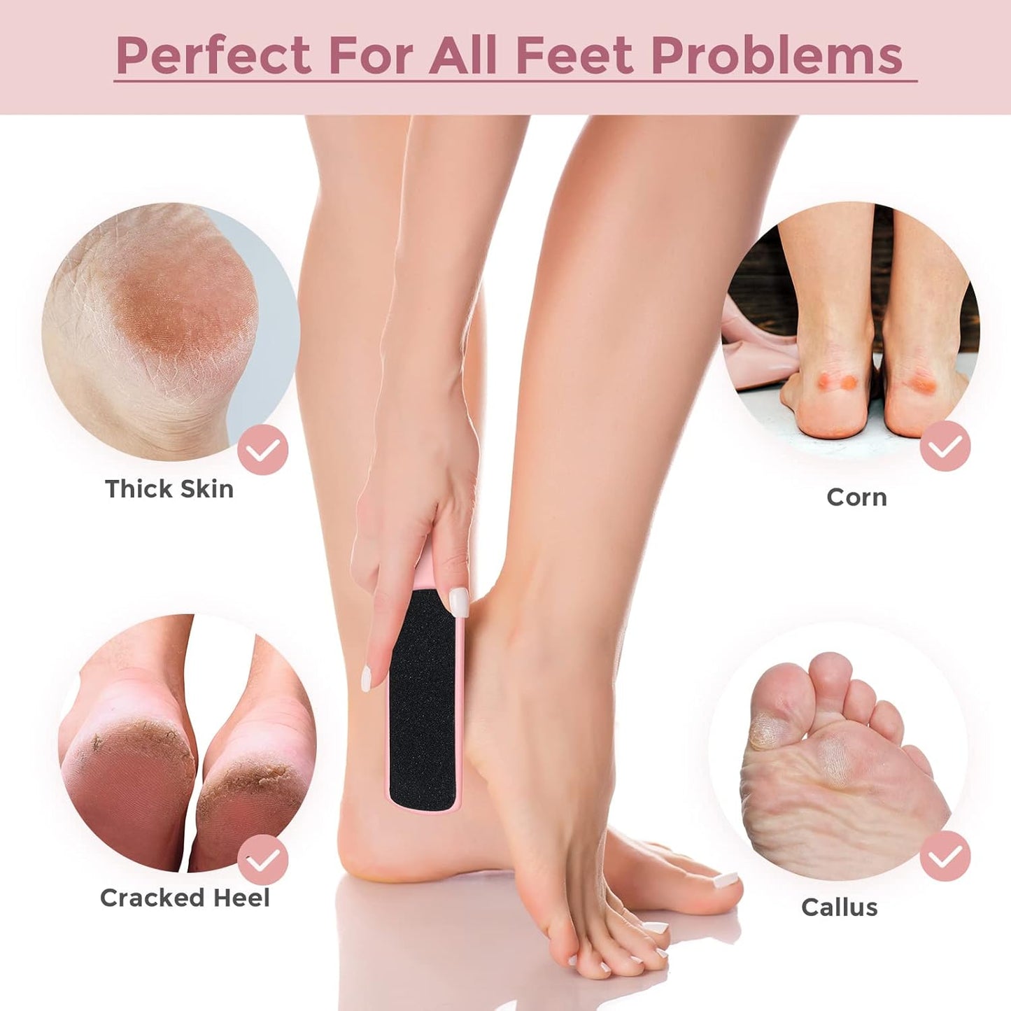 30 Pcs Foot File Dead Skin Foot Scrubber Remover Pedicure Double Sided Callus Heel Foot Scraper Professional Foot Exfoliator Feet Rasp for Smoothing Hard Rough Skin Kit, Pink, White, 7.87 x 1.77 Inch