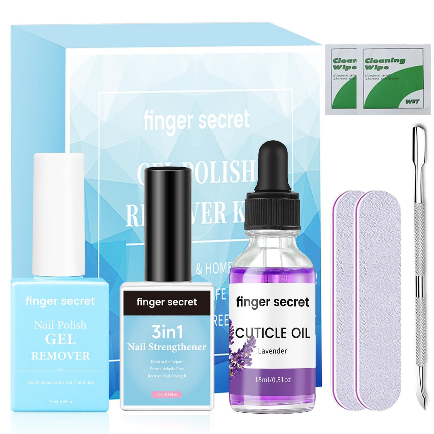 Gel Nail Polish Remover Kit: Nail Care with Nail Polish Remover, Cuticle Oil, 3-In-1 Nail Strengthener and Professional Tools Kit for Nail Growth and Nail Health,Enhance Nail Care