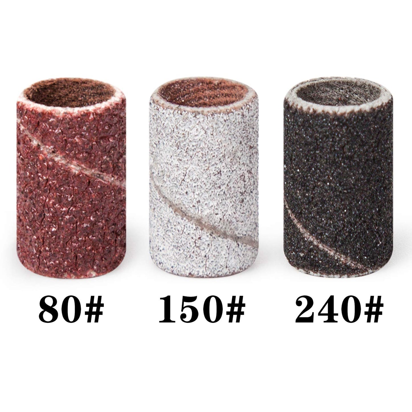 Lavinda Sanding Bands Nail Drill Bits 300Pcs Grits Electric File Nail Sanders Professional Drill Bits Set #80#150#240 Zebra Grinder Band Colorful 3/32" Mandrel Bit for Manicures Nail Drill Machine