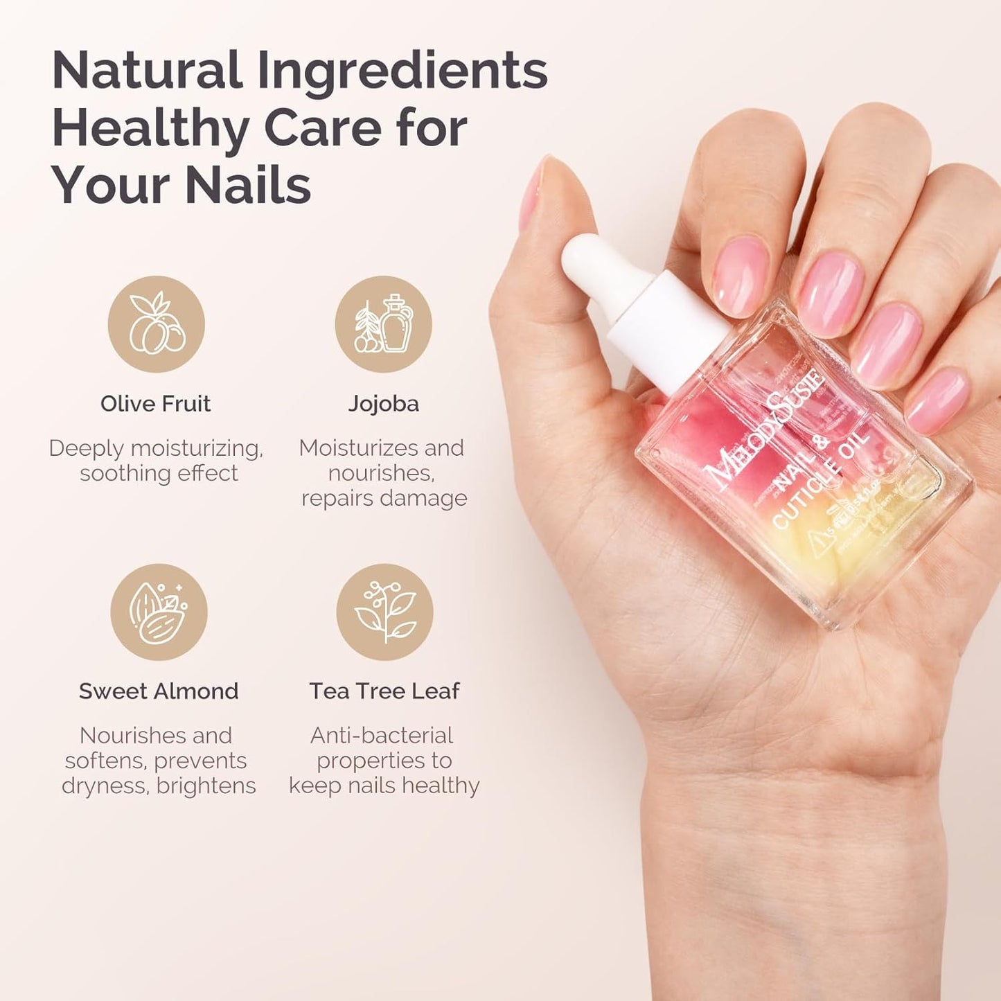 MelodySusie 15ML Cuticle Oil,Nail Strengthener with Jojobal & Vitamin E,Nail Growth that Repairs Cuticles & Promotes,Moisturizes & Conditions Dry Skin,Rose