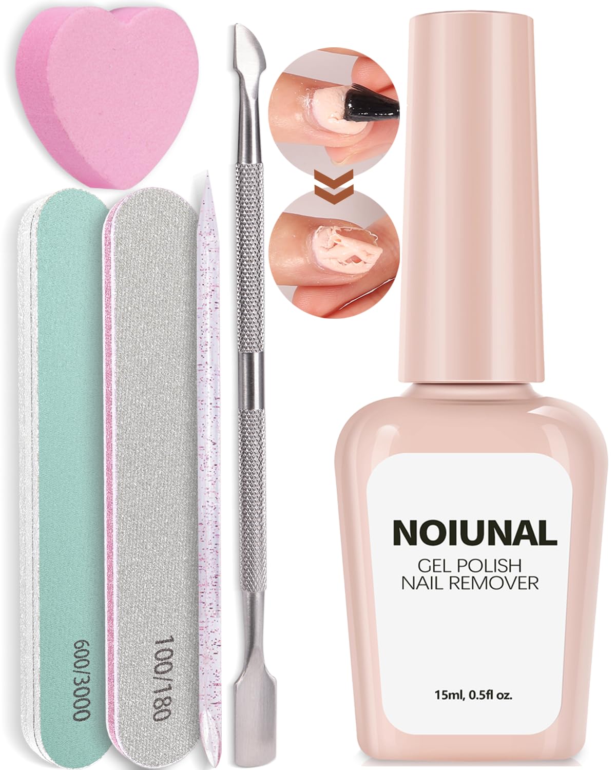 Gel Nail Polish Remover, Professional Gel Polish Remover Kit for Nails, Easily & Safely Remove Nail Polish in 3-5 Minutes, No Soaking or Wrapping, 15ml