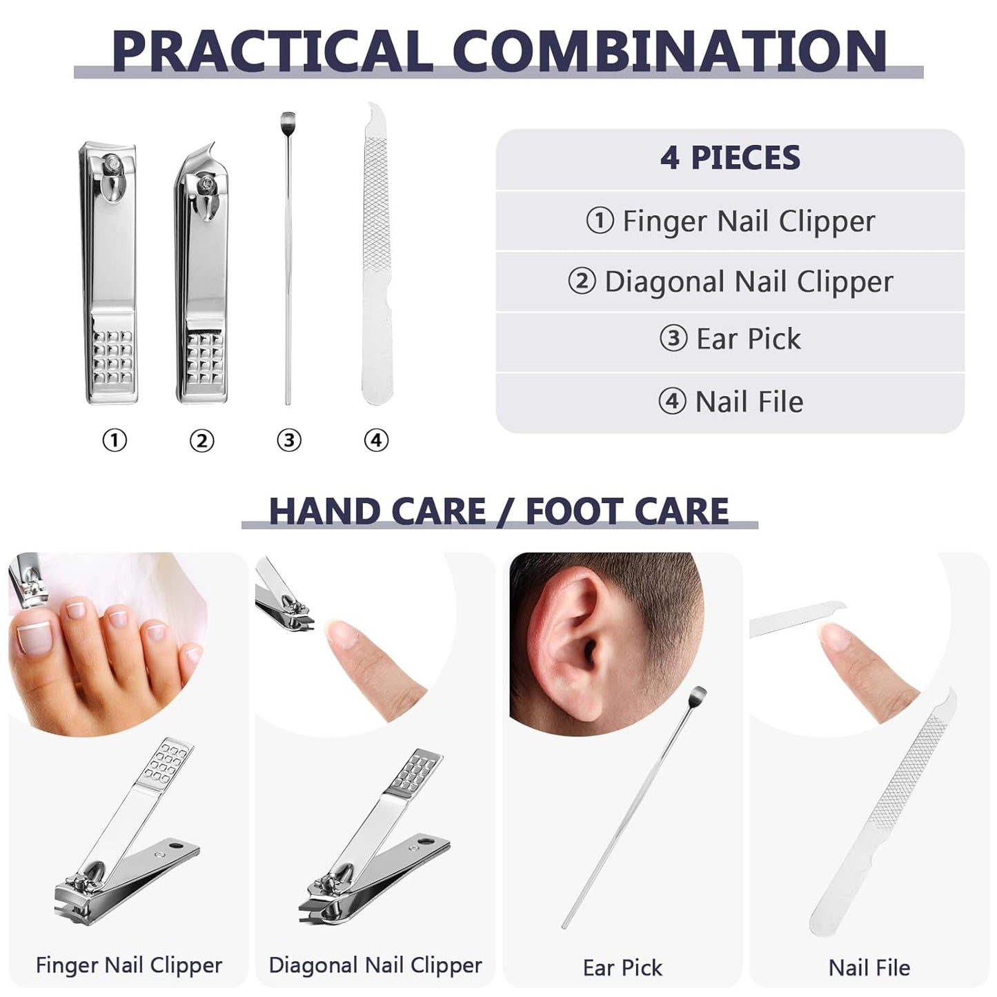 Lasnten 24 Set Christmas Manicure Set Bulk Nail Clippers Grooming Nail Kit Stainless Steel Professional Pedicure Kit Pedicure Tools with Travel Case Gifts for Xmas Men Women(4 in 1,Fresh Colors)