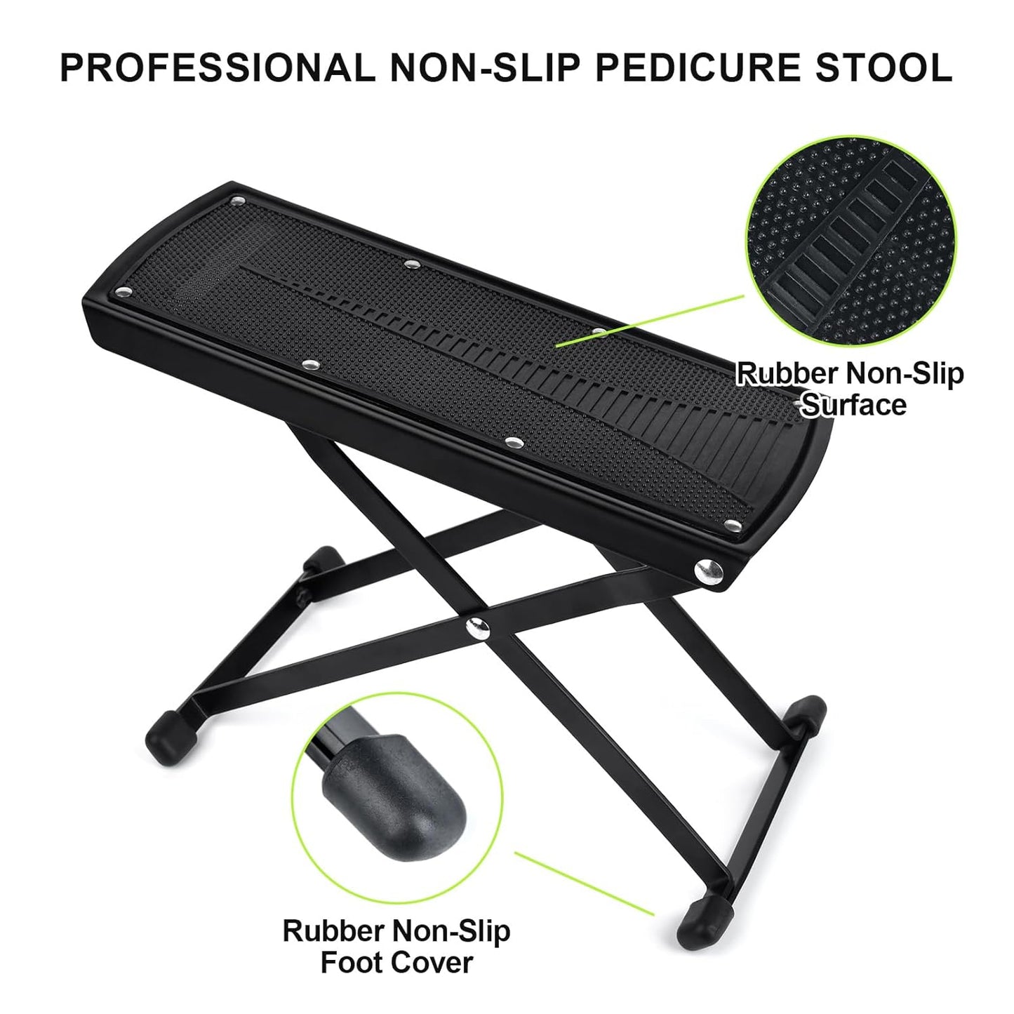 Pedicure Foot Rest Kit 6 Adjustable Heights Foot Stand for Pedicure Non-Slip Foldable Pedicure Stand for Easy at Home No More Bending or Stretching Pedicure Stool with Silicone Toe Separator