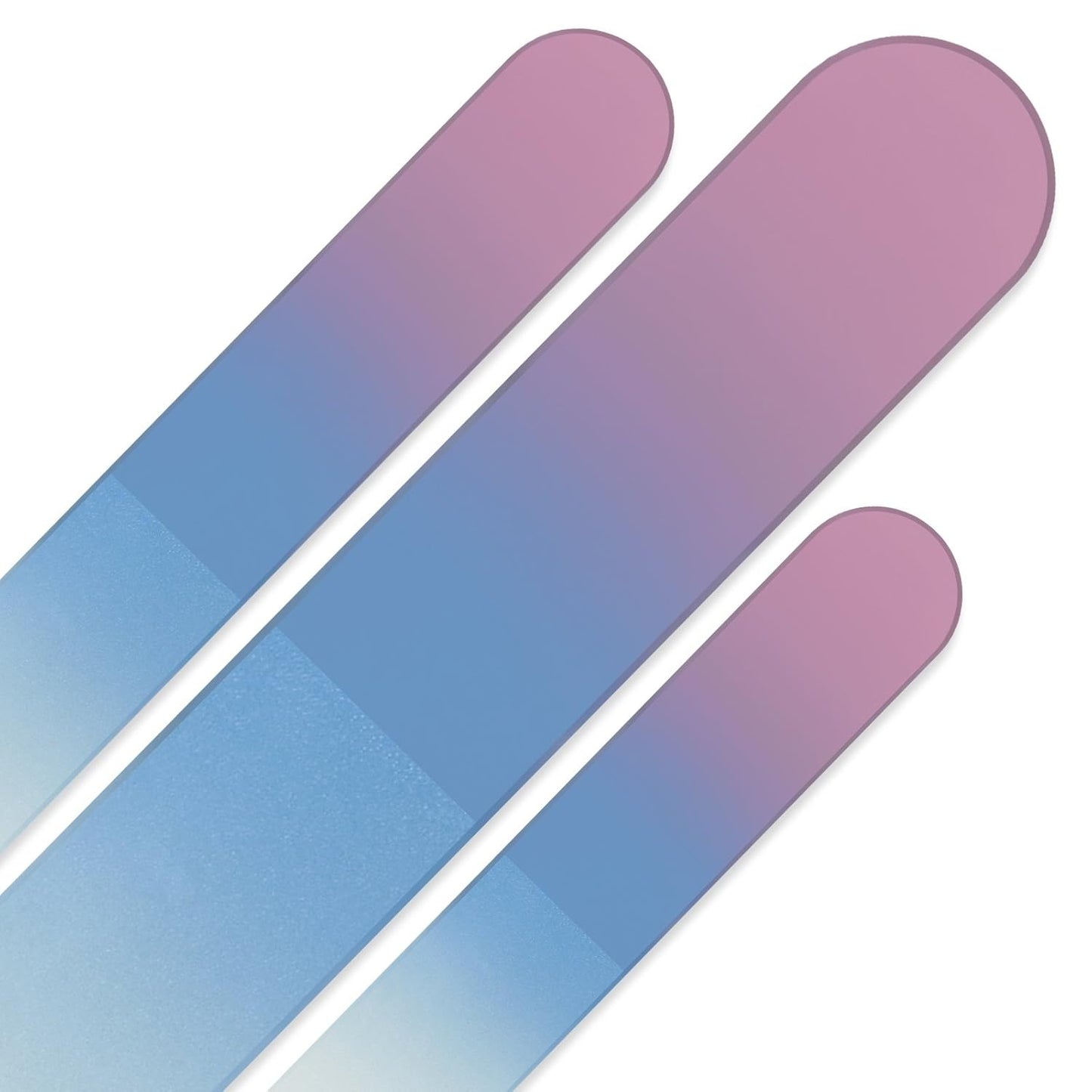 Glass Nail File Manicure Set - Mont Bleu Best Set of 3 Glass Nail Files in Pouch - Rainbow Colors - Genuine Czech Tempered Glass - Handmade in EU - Premium Nail Filer Kit for Natural Nails