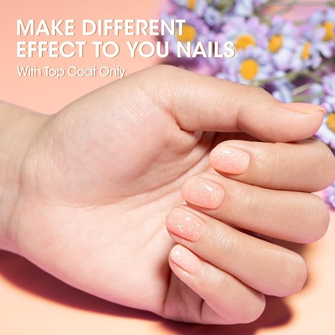Gellen Natural Pink Gel Nail Polish, 18ml 1091 Glitter Pink Nail Gel Polish U V Light Cure Soak Off Gel for Spring Summer Daily Use at Home Manicure