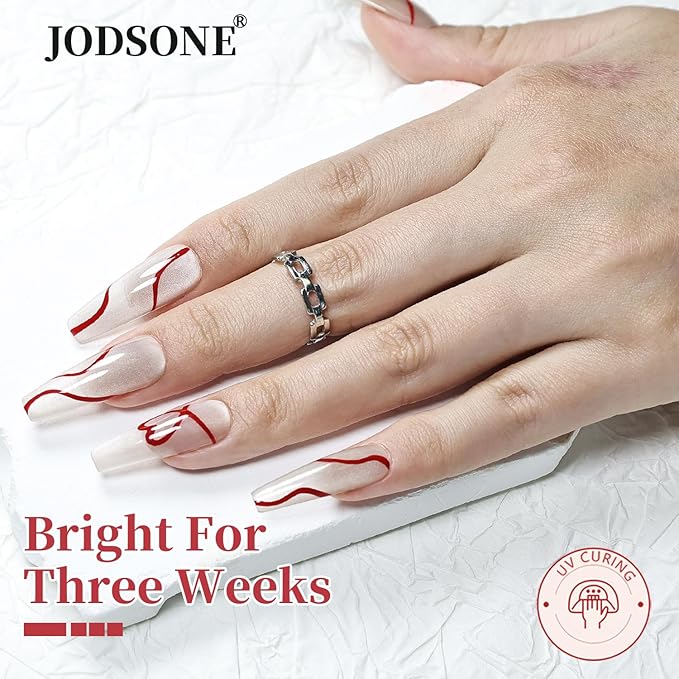 JODSONE 10ml Nail Art Gel Liner Red Gel Nail Polish Need U V Lamp Cured with Thin Brush Gift for Girls at Home DIY