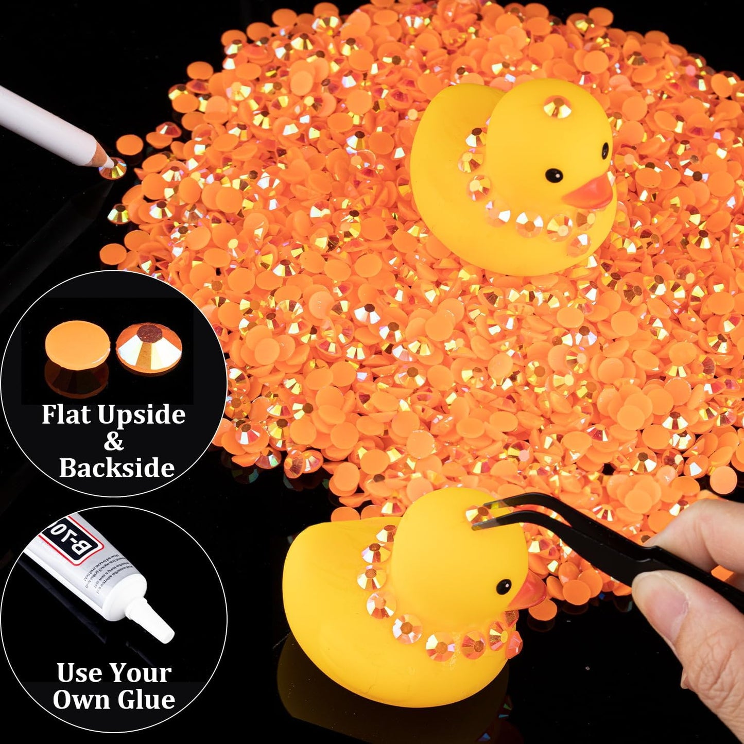 5000pcs 5mm Resin Rhinestones Bulk, Orange AB Flatback Round Jelly Rhinestones Bedazzling Non Hotfix Crystal Gems Large Quantity Wholesale for DIY Crafts Clothes Bottles Tumblers Face Makeup Manicure