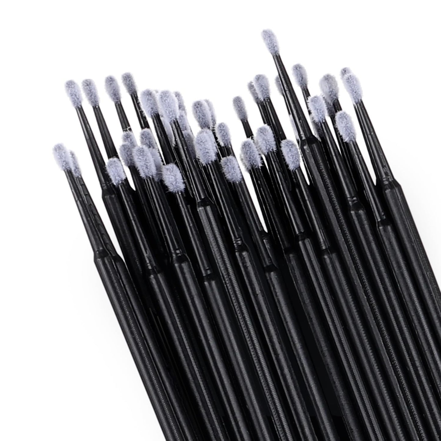 50 Pieces Microswabs for Eyelash Extensions, 10CM Lash Cotton Swabs, Microfiber Wands Brush for Lash Removal, Clean Mascara (Simple Packaging)-(Black)