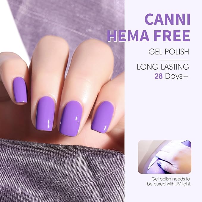 CANNI Purple Gel Nail Polish, 1Pcs Dark Purple Color High Gloss Gel Nail Manicure Salon DIY