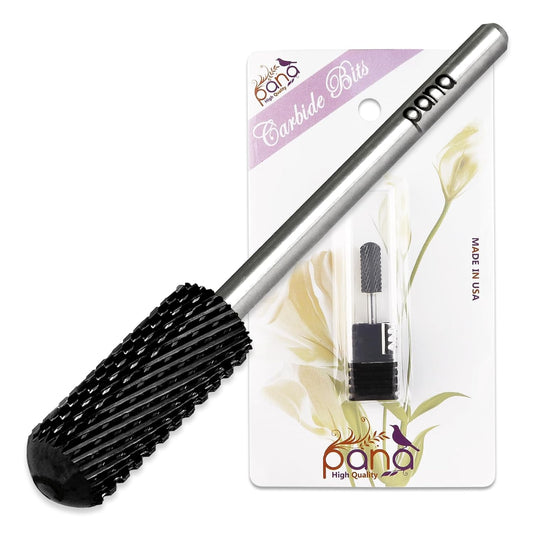 PANA 3/32" Small Smooth Round Top Safety Carbide Nail Drill Bit for Gel Polish & Acrylic Removal Nail Salon Manicure Pedicure Electric File Tools (Small Barrel - DLC Black, Coarse)
