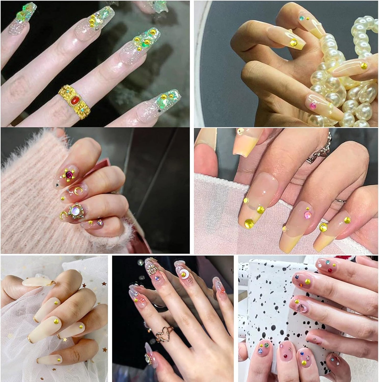Beadsland 7200pcs Flatback Rhinestones,Yellow Rhinestone Nail Gems Round Crystal Rhinestones for Crafts,Mixed 6 Sizes with Wax Pencil Kit, SS3-SS10,Citrine/Lemon Yellow