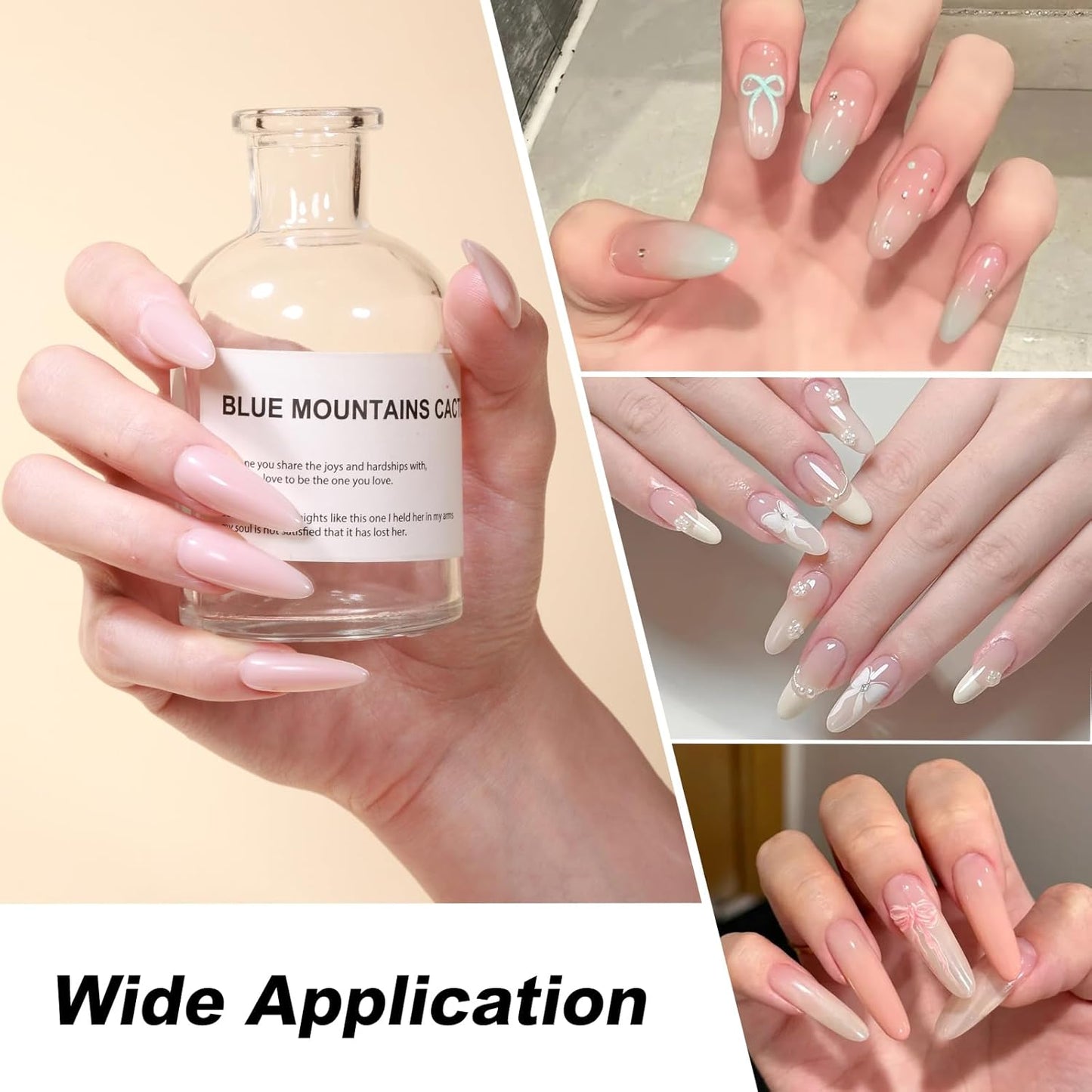 Builder Gel for Nails, 4X15ml 7 in 1 Builder Gel Nail Polish, LED Lamp Cured for Clear Rubber Base & Strengthener Extensions, Thickening, Repair (Clear, White, Nude, Pink)
