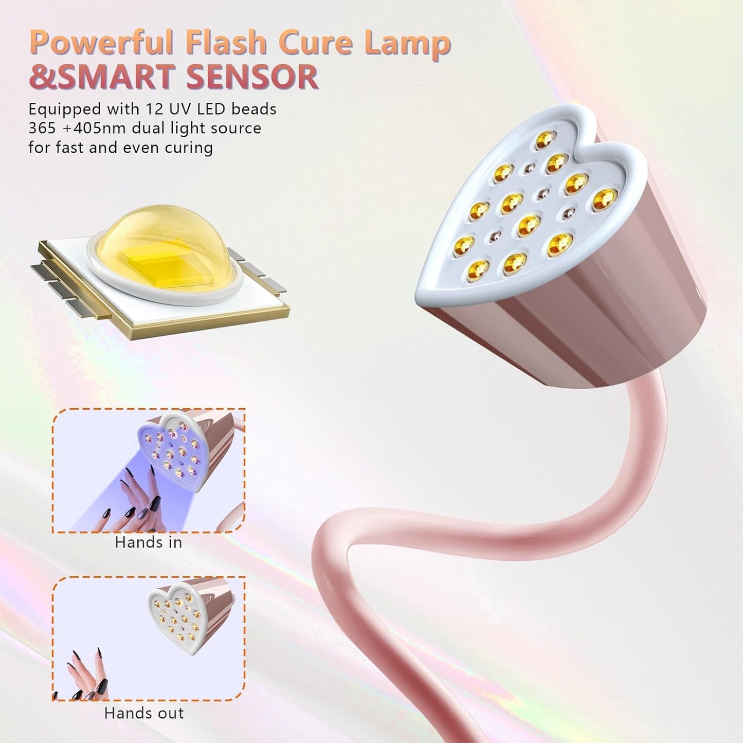 BETE Mini UV Nail Lamp Flash Cure Gel Nail Polish, 360° Foldable Gooseneck UV LED Nail Lamp with Smart Sensor, USB Portable Cordless 30W Rechargeable Nail Dryer with 3 Timers for Salon Home DIY