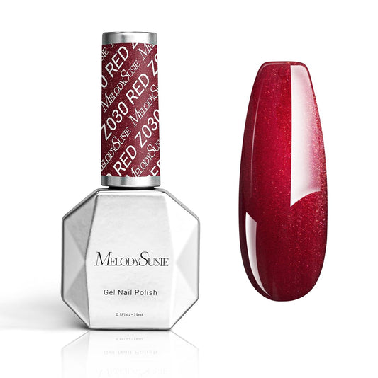 MelodySusie Velvet Red Gel Polish,0.5fl oz Soak Off UV LED Shimmer Red Sparkle Gel Polish Nail Art Manicure Salon DIY Nail Design Decoration at Home Christmas Gift for Women-z030