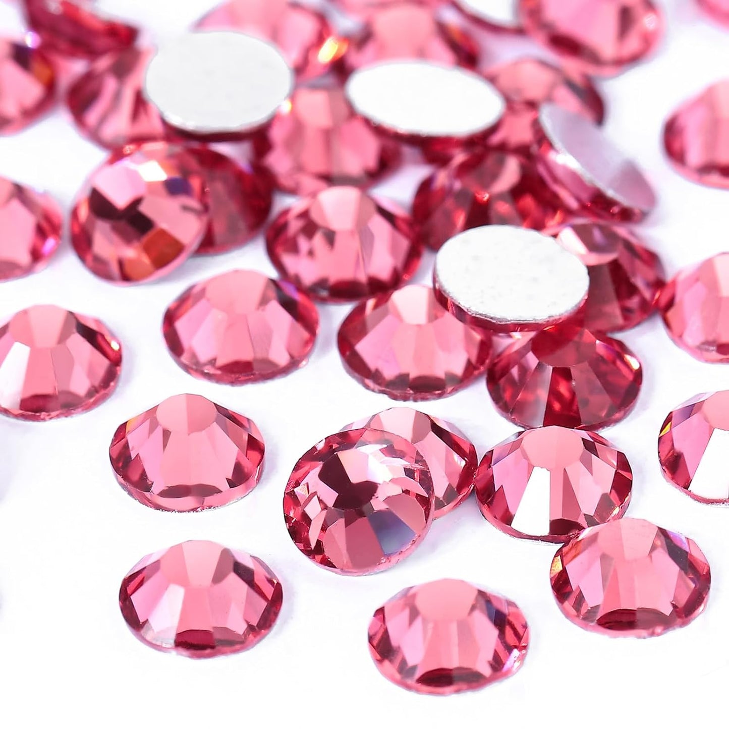 SS8 Non Hotfix Flatback Glass Nail Rhinestones - 1440pcs Rose Crystals for Makeup Bags, Shoes & DIY Decoration