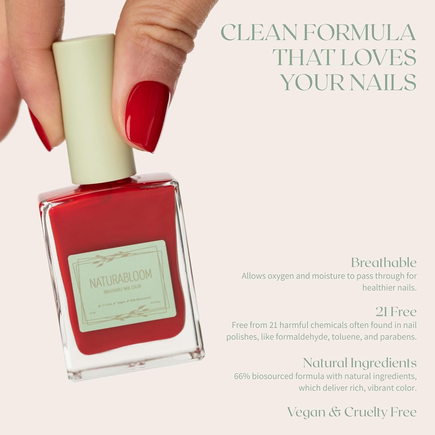 Breathable Premium Long Lasting Nail Polish (Poppy Red) - Vegan & Toxin-Free