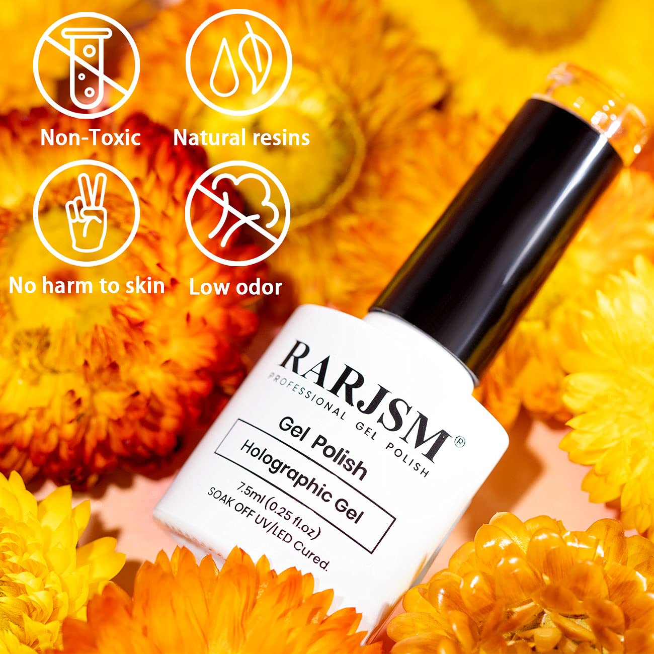 RARJSM Holographic Nail Polish Classic Orange Gel Polish Soak off Nail Gel Ideal for Nail Salon DIY at Home Curing Required