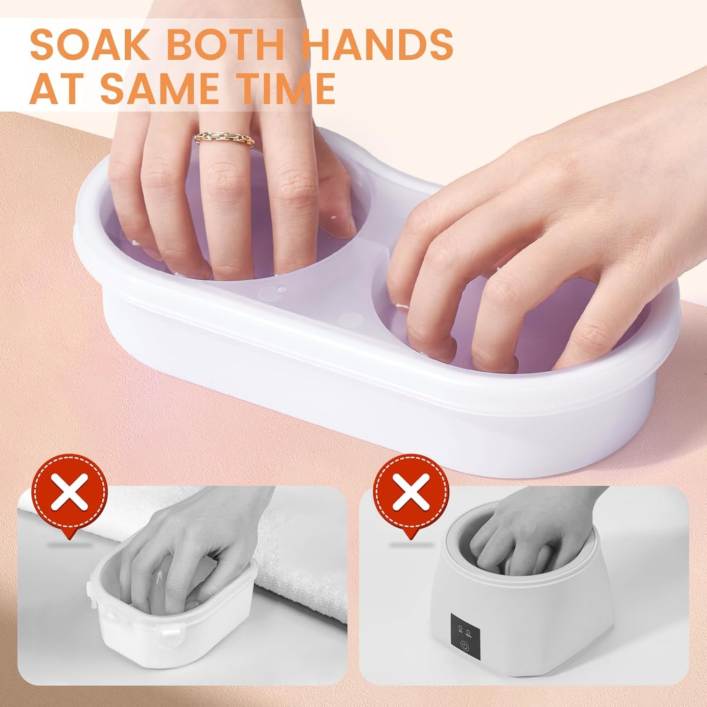 Dual Nail Soaking Bowl Acetone Proof: Soak Off Gel Nail Polish Dip Powder Remover Bowl- Cut the Soaking Time in Half Manicure Bowl for Salon Home