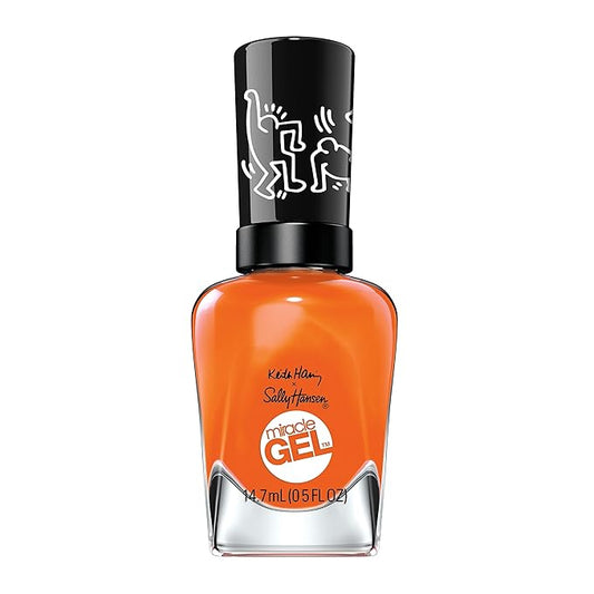 Sally Hansen Miracle Gel Keith Haring Salon Quality Nail Polish | Gel-Like Formula, Two-Step System, No UV Light Needed, Long Lasting | Opaque | 922 Colour Instinct | Dark Orange Nail Color