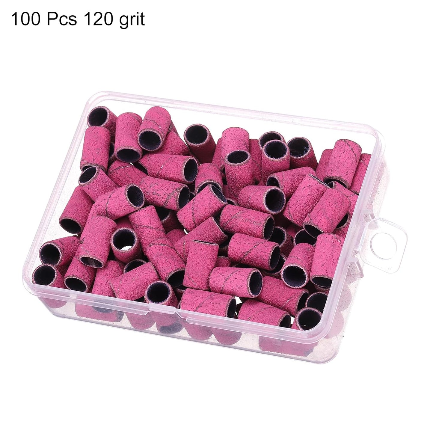 HARFINGTON 100pcs Small Sanding Bands 120 Grit for Nail Drill Bits Mini Sanding Band for Nails Gel Manicures Pink