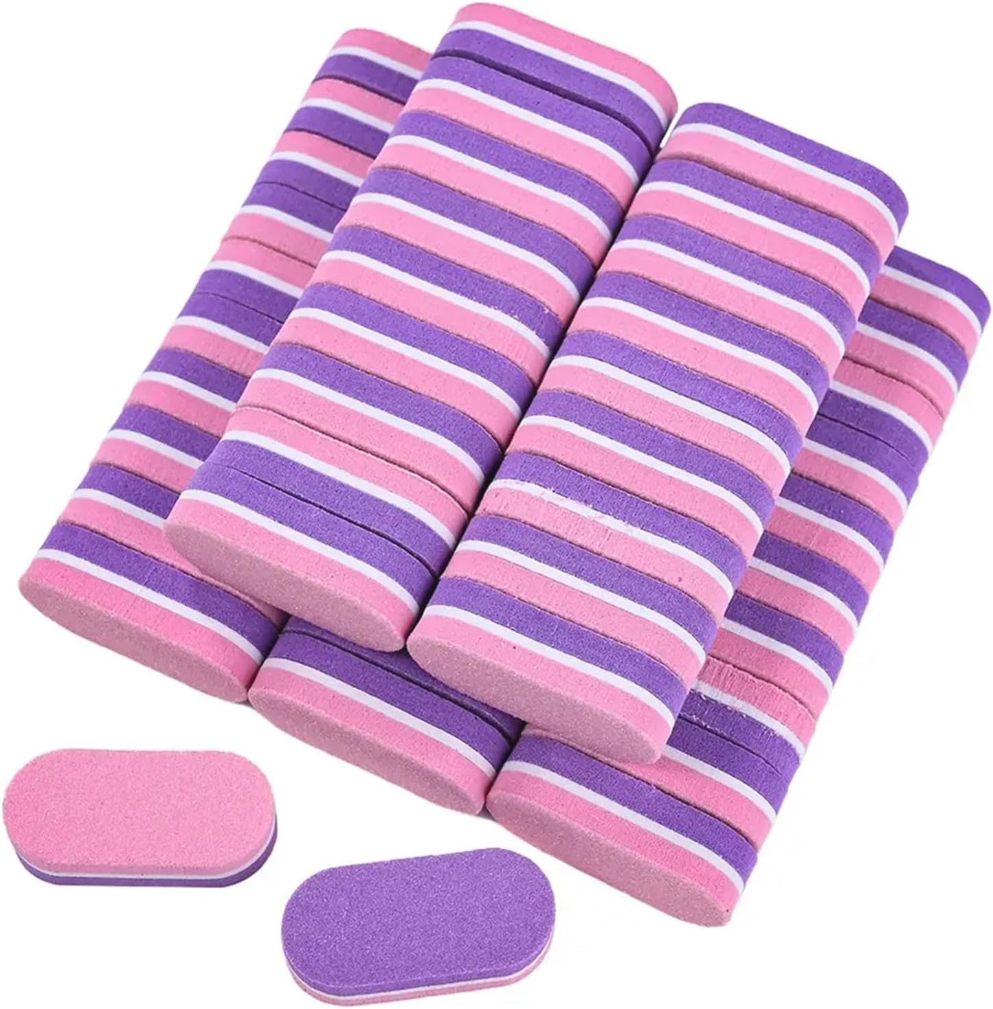 JERCLITY 50 Pieces Purple Pink Nail Buffer Block Both Sides 100/180 Grit Mini Nail Buffers Nail Files and Buffers Mini Buffers for Nails