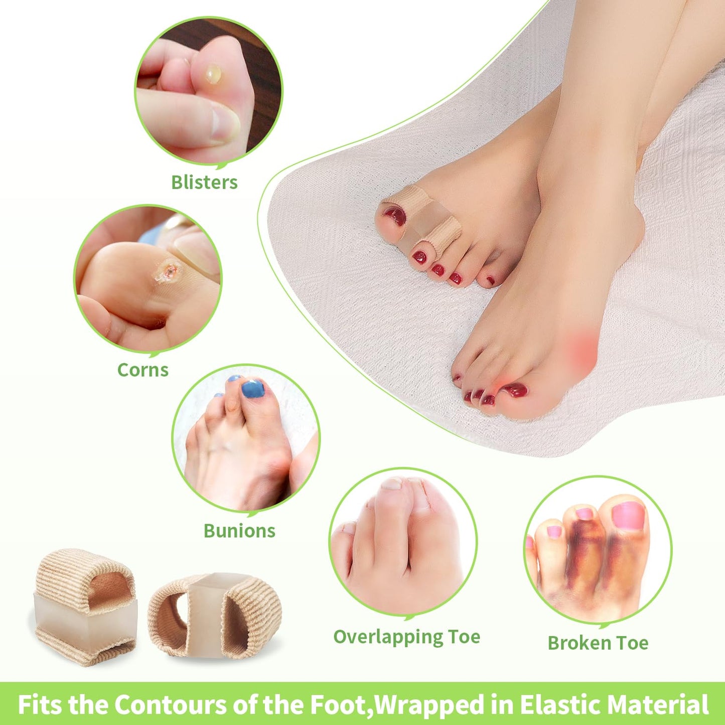 Niupiour Gel Bunion Toe Separators W/Fabric Lining for Big Toe, Silicone Toe Spacers Bunion Correctors for Overlapping Toe, Breathable Toe Corrector Protector for Women and Men, Relieve Foot Pain