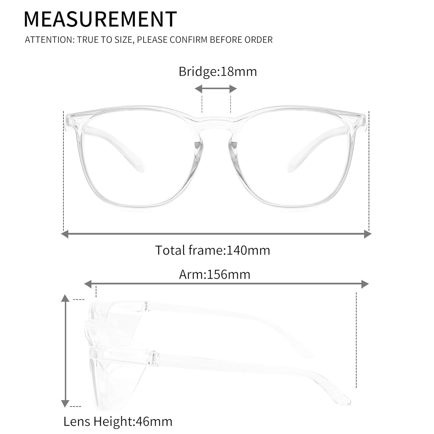 Alsenor Safety Glasses Anti Fog Goggles Protective Eyewear Blue Light Blocking Anti Dust UV Protection Glasses For Men Women (Transparent)