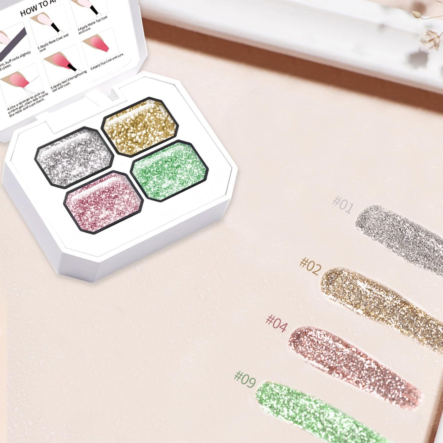 Ombre Gel Nail Polish Kit 4 Colors Gradient Blush Effect Solid Gel Nail Polish with 100Nail Sponges & Grabbing Pen for Beginner Nail Home DIY (B5)