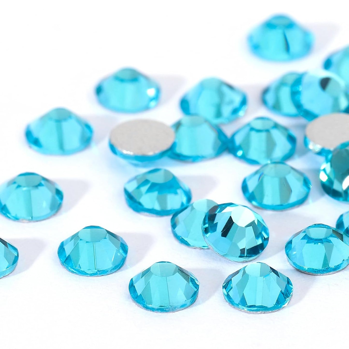 Novani Crystal Rhinestones, Flatback Loose Gemstones 1440pcs Glass Rhinestones for Clothes Shoes Crafts Makeup Nail Art and DIY Decorations(SS16, Aquamarine)