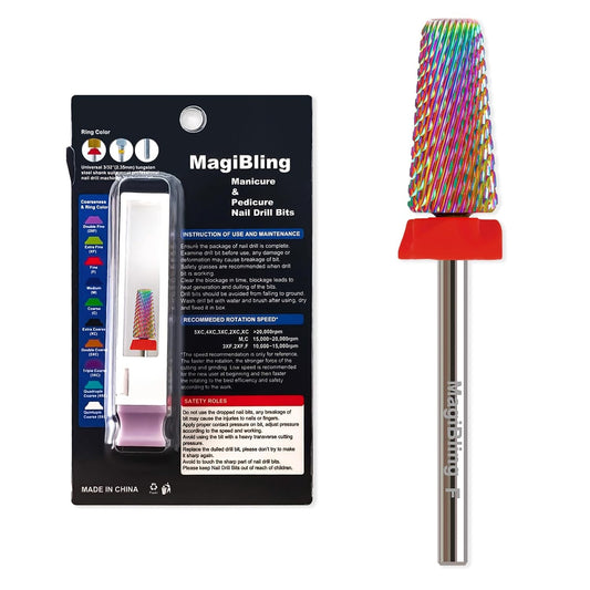 Professional 5 in 1 Tapered Nail Drill Bits, 3/32'' Safety Tungsten Carbide Bits, Remove Hard Gel Fast, Left & Right Hand Use, Easy for Beginner, Technicians Bits, Fine