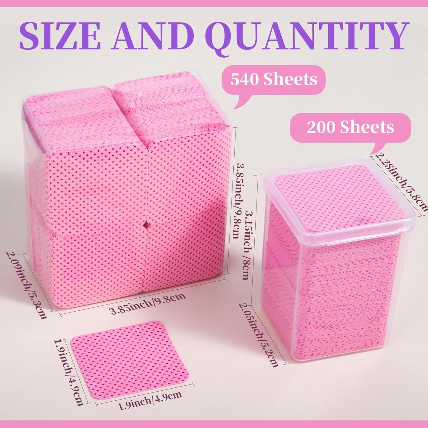 FANDAMEI 740PCS Lint Free Nail Wipes, Nail Wipes for Gel Nails Lint Free, Lint Free Wipes for Nails, Cleaning Pads for Nails, Glue Wipes Lash Extensions, Nail Lint Free Wipes, Nail Prep Pads