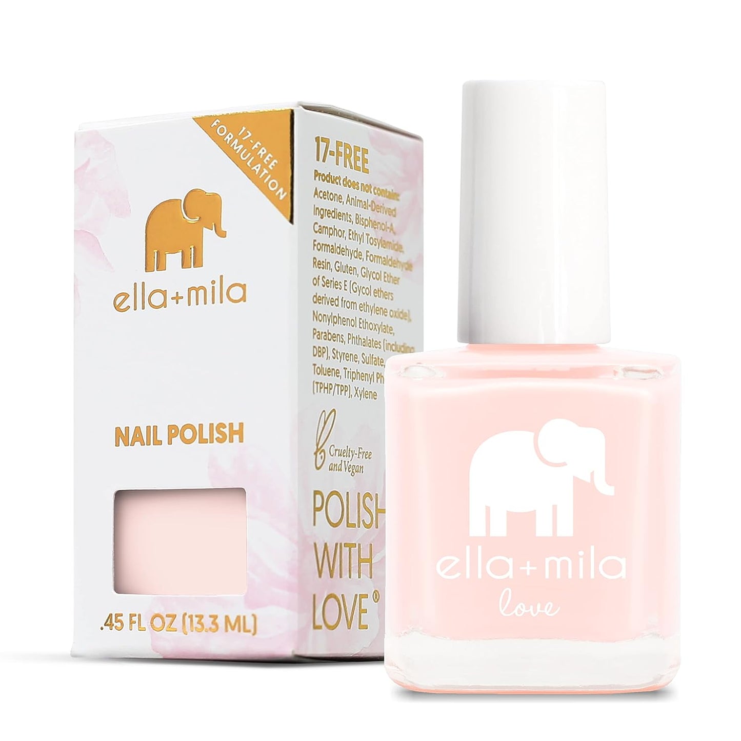 ella+mila Professional, Quick Dry, Long-Lasting & Chip-Resistant Pink Nail Polishes (Barely Pink - 0.45 fl oz)
