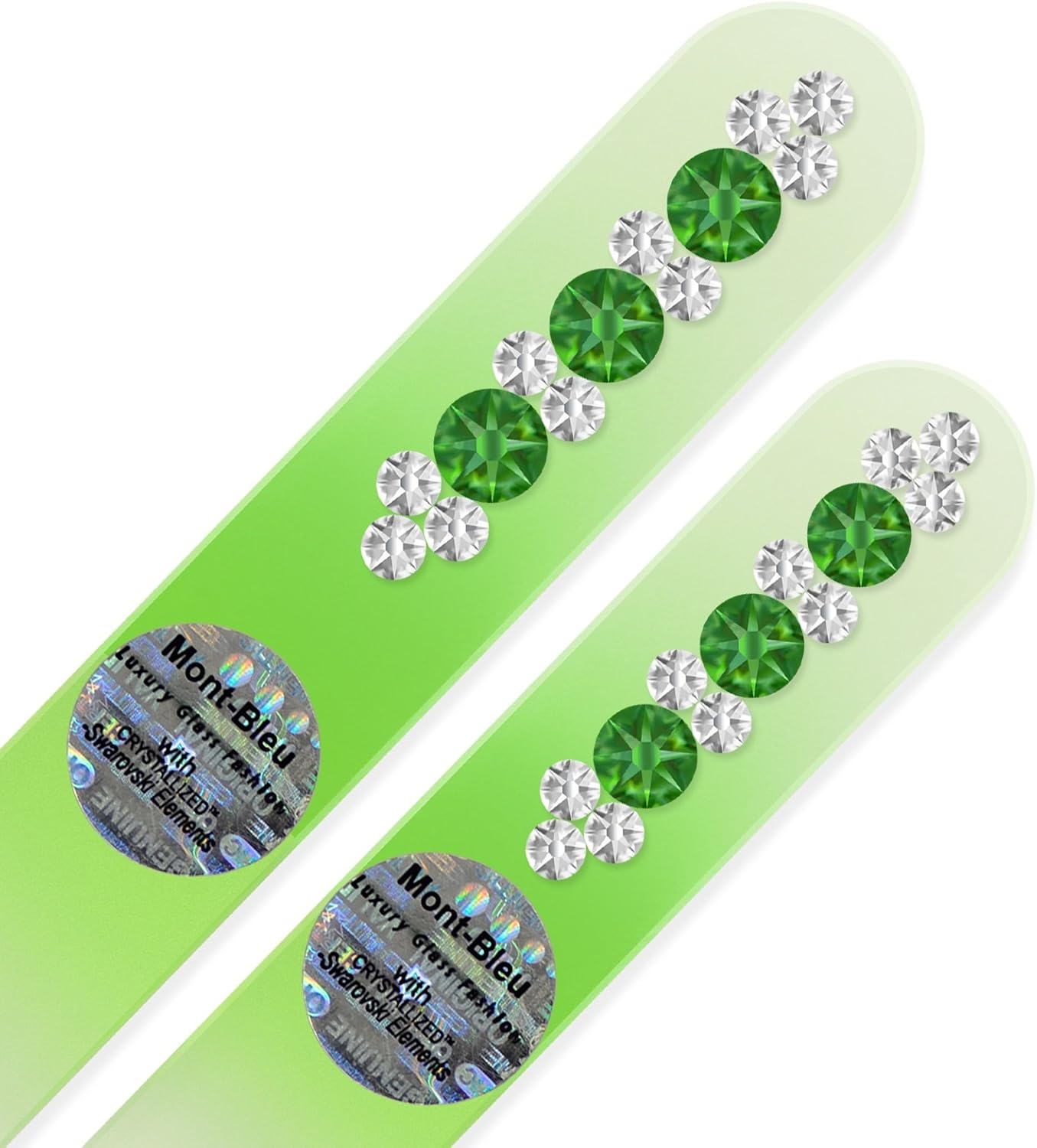 Washable Nail Files - Mont Bleu Set of 2 Glass Nail Files Hand Decorated with Crystals - Handmade Gifts - Expertly Shape Nails & Enjoy a Smooth Finish - Nail Filing Tools