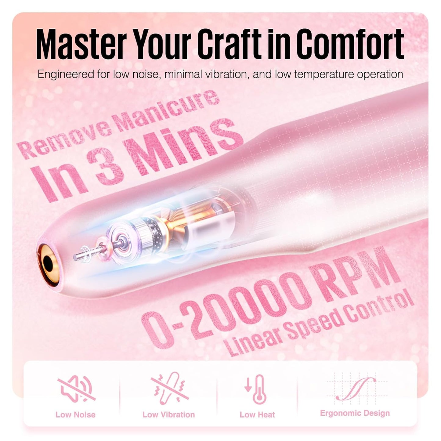 MEFA Nail Drill, Portable Electric Nail Drill with 6PCS Nail Drill Bits and Cuticle Oil Pen, Professional Nail File for Acrylic Gel Dip Powder, Manicure Pedicure Nail Set Efile Nail Drill for Salon