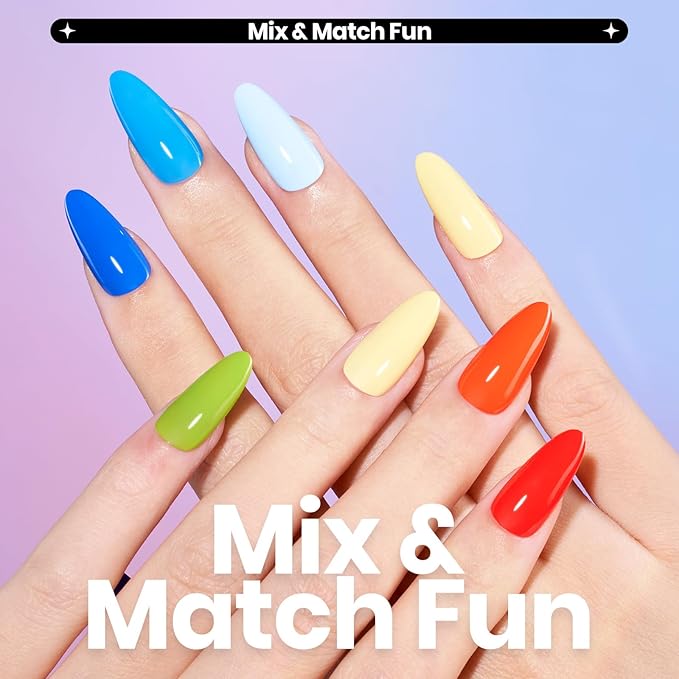 Beetles Quick Dry Neon Nail Polish Set - Glitter Rainbow Nail Polish Set 12 Colors Regular Air Dry Fingernail Polishs Pack for DIY Nail Art Salon Home Women Christmas Gift