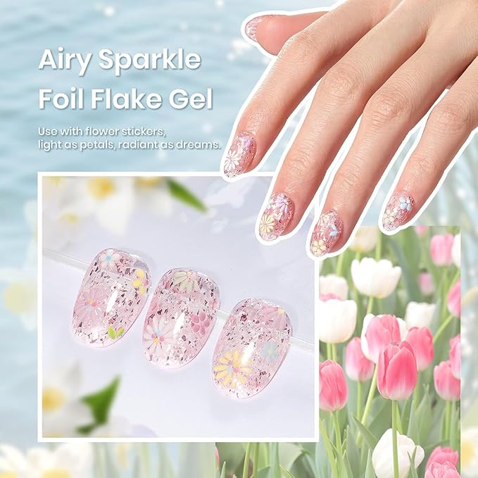 Beetles Pastel Gel Nail Polish - Spring Scenery By the Lake Soak Off UV LED Gel Polish, 6 Colors Pink Green Yellow Drawing Swirl Shell Thread Effect Nails DIY Manicure Gifts for Women