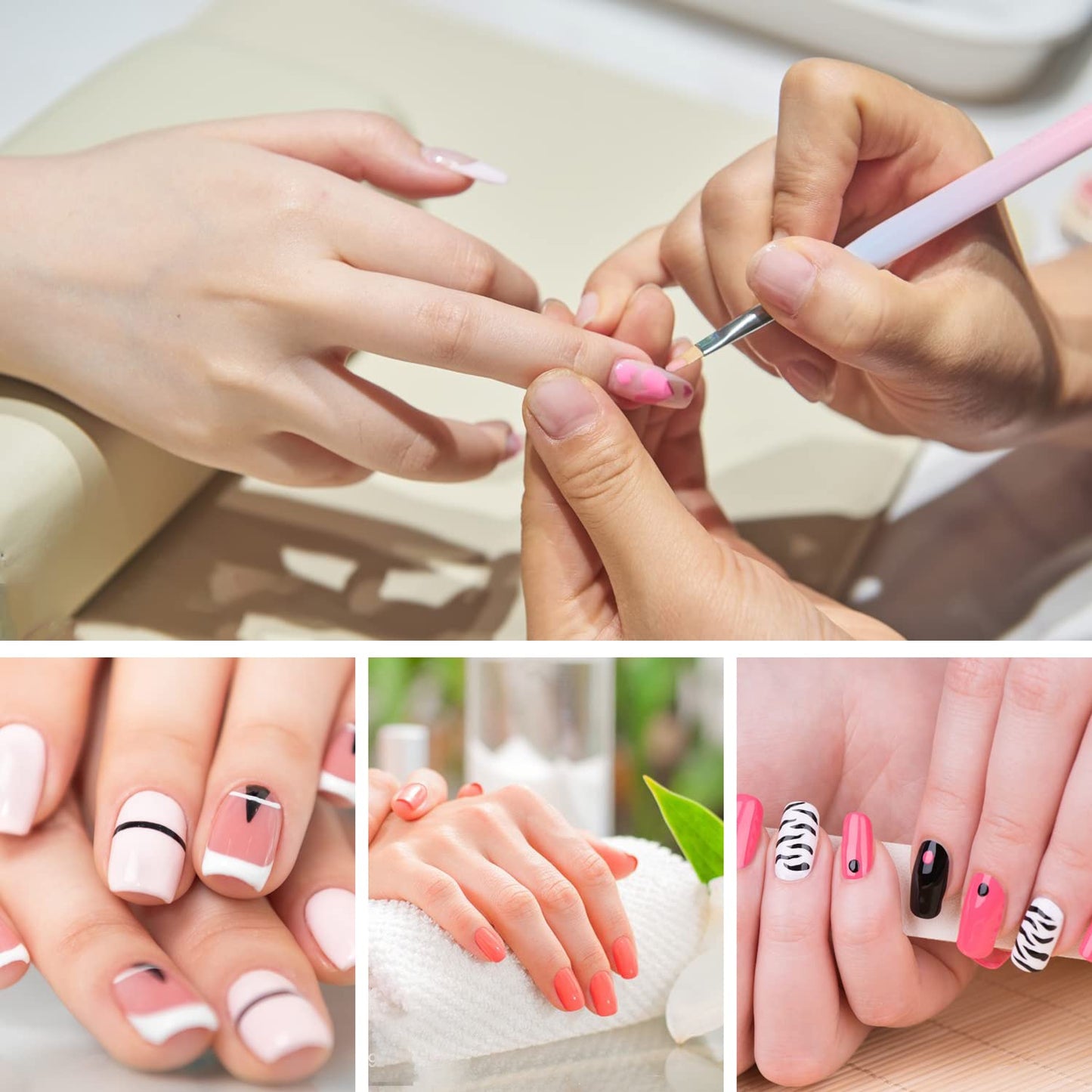 Sliverdew Nail Polish Clean Up Brush, 2Pcs Round&Flat Nail Art Polish Brush for Cleaning, Finger Nail Cleaning Brushes for Nail Art, Professional Nail Painting Brush