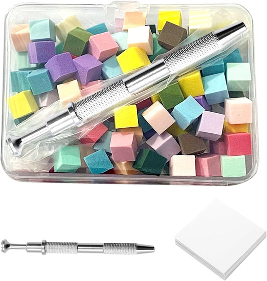 100Pcs Soft Nail Sponges for Ombre Nail Art Sponges with Grabbing Pen with Disposable Gel Polish Palette Paper