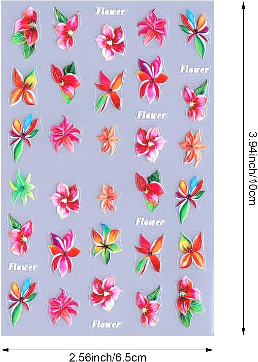 Tropical Flower Nail Art Stickers, Self-Adhesive Floral Decals, Colorful Summer Design for DIY Nail Decorations, 6 Pieces