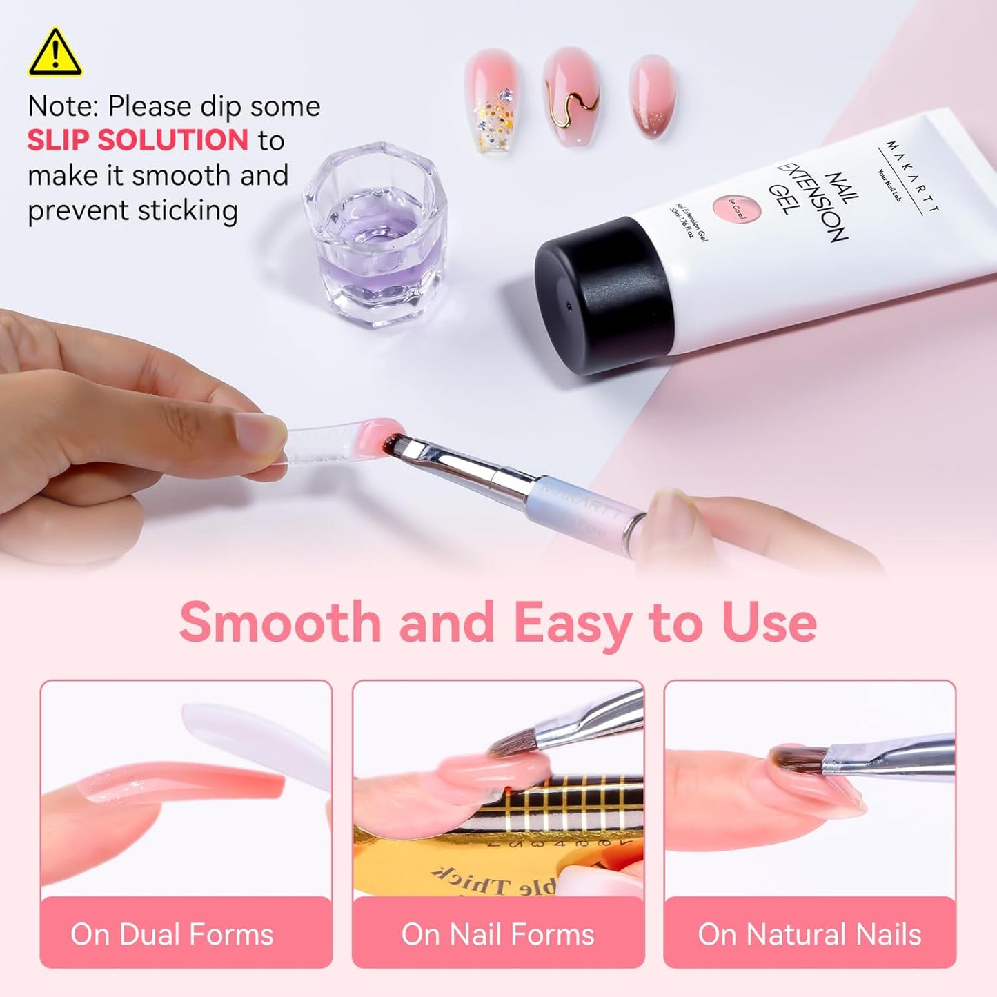 Makartt Poly Nail Gel: Natural Pink 50ML 3D Gel Nail Builder Salon Supplies Easy DIY at Home