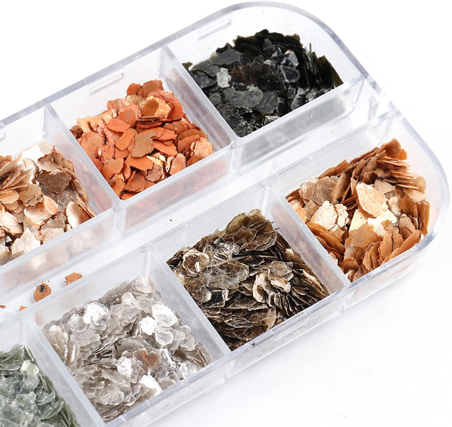 Mica Marble Nail Art Flakes, Holographic Japanese Style 3D Nail Glitter Sequins Design, 3D Mica Marble Nail Slices Acrylic Nails Supplies for Women Manicure Charms Decorations, DIY Resin Nail Art Tips