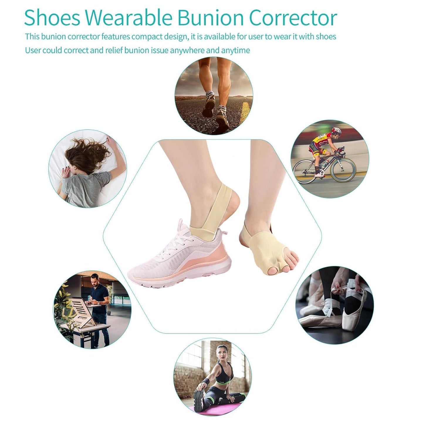 Bunion Corrector for Women and Men, Bunion Socks Sleeves Toe Corrector Comfortable & Breathable for Day/Night Support, Hallux Valgus Pain Relief Non-Slip Big Toe Straightener (Beige, Large(9-12))