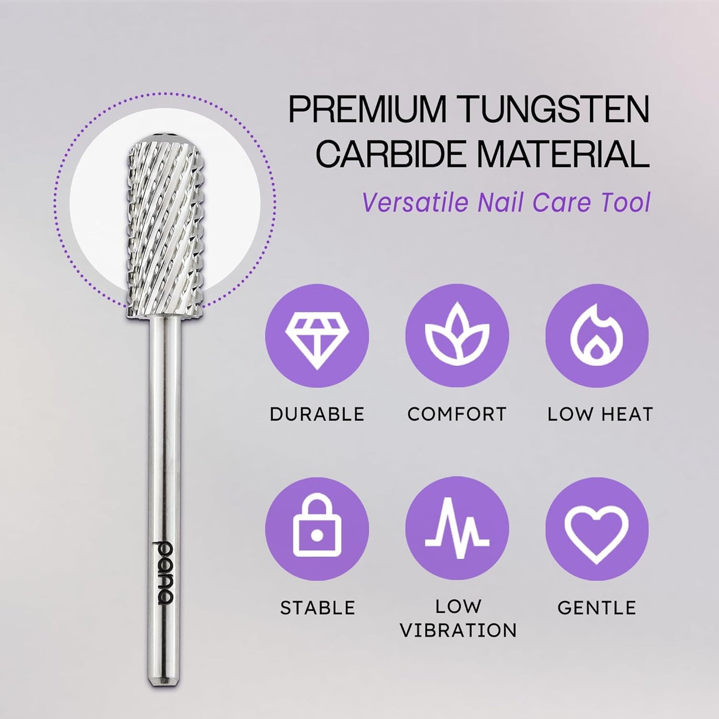 PANA 3/32" Small Smooth Round Top Safety Carbide Nail Drill Bit for Gel Polish & Acrylic Removal Nail Salon Manicure Pedicure Electric File Tools (Small Barrel - Silver, Extra Coarse)