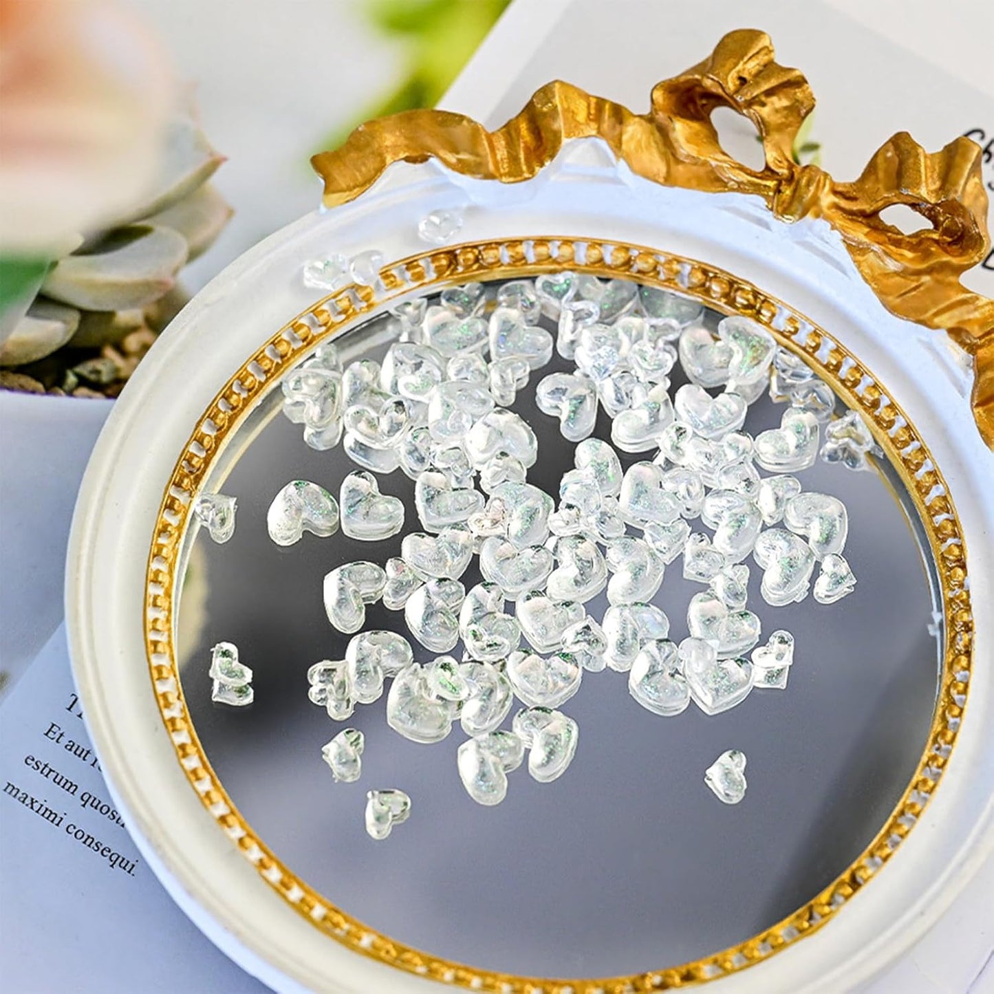 200Pcs Mixed Size Colorful Heart Nail Art Charms 3D Shining White Pink Flat Valentine's Day Nail Charms Love Heart Resin Crystal Jewelry Craft DIY Accessories for Women Acrylic Nail Decor
